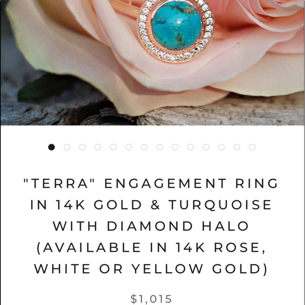 Diamond and turquoise rose gold engagement ring